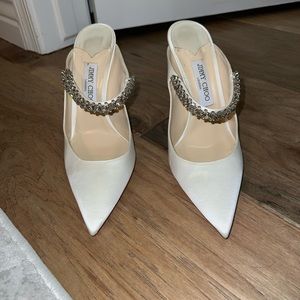 JIMMY CHOO IVORY SATIN HEELS , size 12 , good condition, can negotiate price!!!